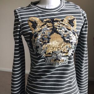 Free People Sequin Tiger Long Sleeve